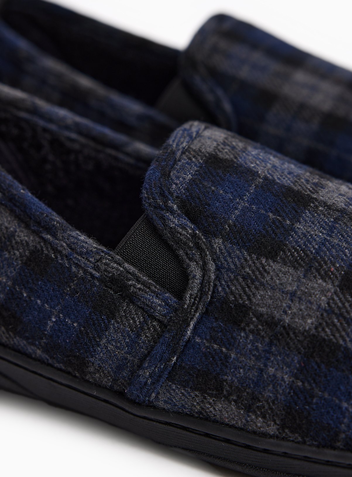 Black & Grey Checked Fur-Lined Slippers 12 - Image 3 thumbnail